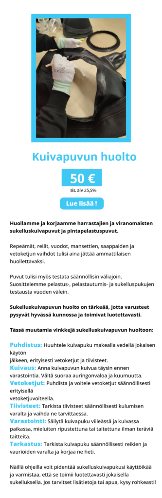 Kuivapuvun huolto ja korjaus mobiili esittely