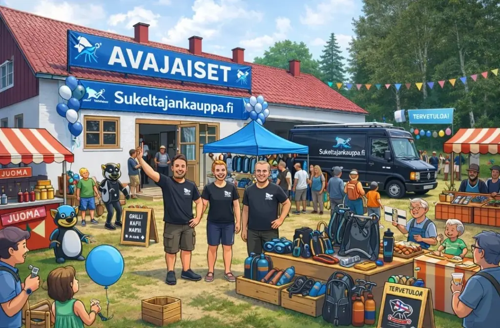 Sukeltajankaupan uuden kivijalka myymälän viralliset avajaiset 23.5.2026